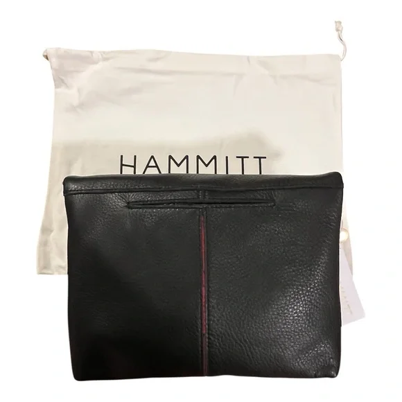 Hammitt VIP Medium Black/Brushed Gold Red Zipper Bag - Picture 3 of 12